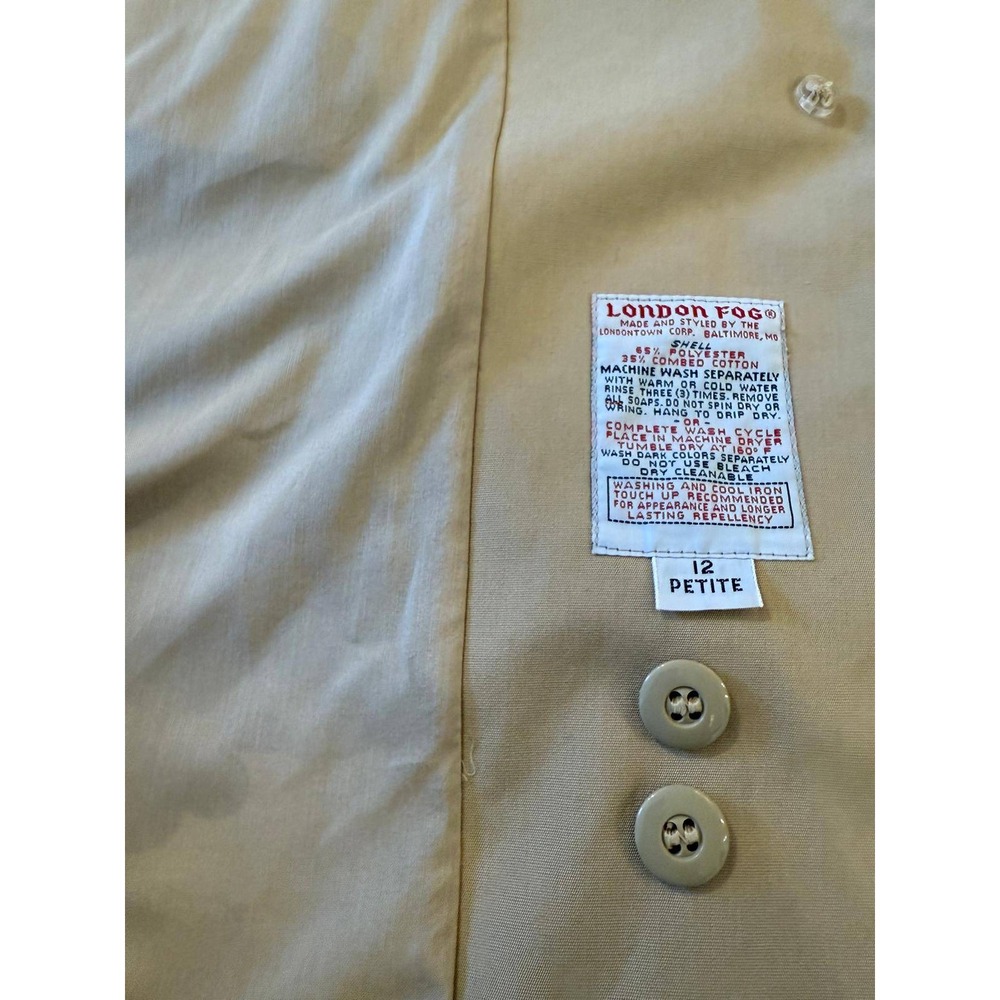 Vintage London Fog Maincoats Trench Coat Tan Beige Women's 12 Petite Belted - Picture 10 of 10